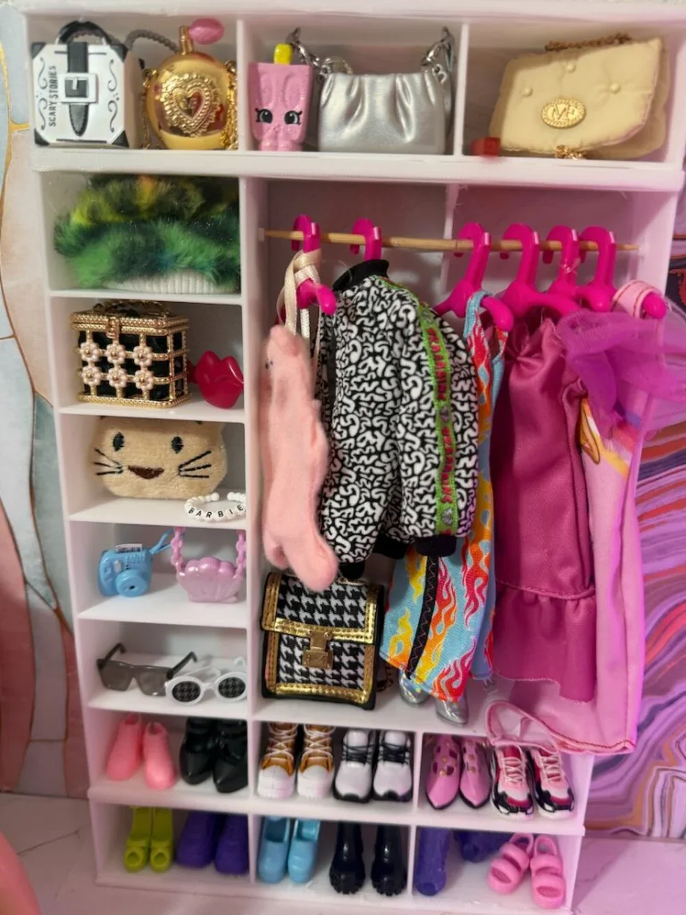 Barbie Closet + Shoe Rack Bundle | Doll Closet Organizer Shelf for Accessories